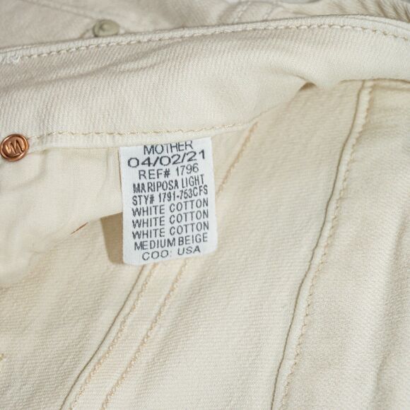 MOTHER Denim the Looker Ankle Fray Jeans Beige Mariposa light sz 25 - Picture 7 of 12